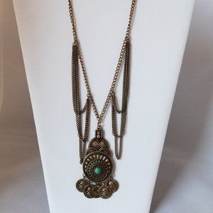 Vintage brass tone bib necklace
